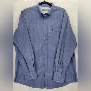BEN SHERMAN heather blue windowpane plaid, button-down shirt, men’s XL